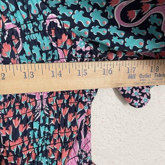 Simply Southern Smocked Dress Womens Large Pink Flamingos Floral Puff Sleeve - Picture 9 of 9